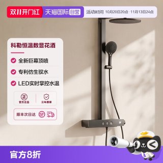 科勒 恒温花洒数显挂墙淋浴柱按键大顶喷SH10雨神