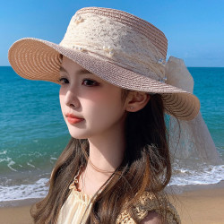 赫卡维 韩版平顶草帽女