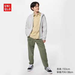 优衣库 童装 松紧束脚裤长裤裤子休闲裤裤子489143 56 橄榄色