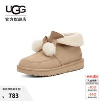 UGG 秋季女士时尚舒适平底圆头蝴蝶结翻折鞋口懒人毛毛鞋 1153517 SWD