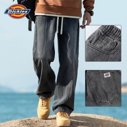 Dickies 美式牛仔裤男士2026新款秋冬季阔腿弯刀裤子加绒休闲长裤
