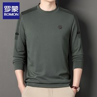 移动端:罗蒙 圆领卫衣长袖t恤男士春秋季商务休闲弹力抗皱套头上衣打底衫