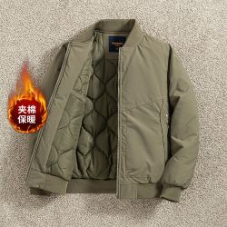 罗蒙 夹棉加厚秋冬棒球领棉衣保暖棉服男士拉链口袋飞行员夹克外套