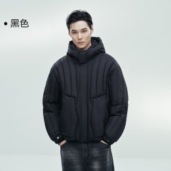 太平鸟 男装 轻壳连帽羽绒服26年冬新短款排骨防寒服