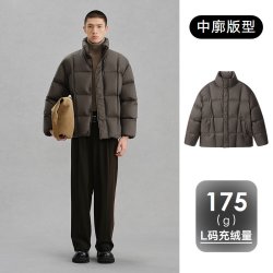 GXG 男装 冬季简约绗缝保暖双色面包服通勤男式羽绒服外套