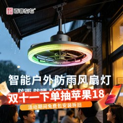 百客左右 户外防晒防水变频风扇灯 挂钩式 三色变光 包安装拆旧