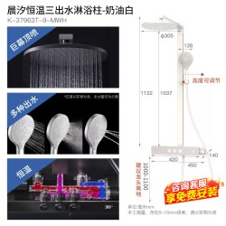科勒 恒温花洒数显挂墙淋浴柱按键大顶喷SH10雨神