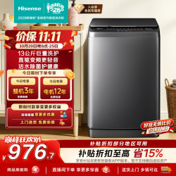 海信 全自动波轮洗衣机13KG大容量 变频电机一级能效活水洗WT130N5S家电补贴 京东自营