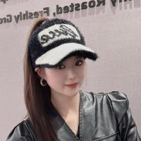 帽子女秋冬季空顶加绒厚百搭护耳保暖鸭舌帽显脸小防寒针织毛线帽