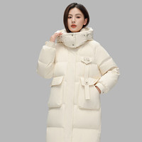雅鹿 2026冬季新款羽绒服女中长款时尚百搭舒适保暖外套 米色 XL