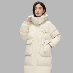 雅鹿 2026冬季新款羽绒服女中长款时尚百搭舒适保暖外套 米色 XL