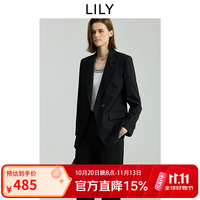 LILY 2026秋新款经典修身收腰气质商务通勤百搭黑色西装外套女西服 510黑 S /160/80A