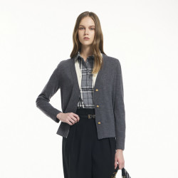SCOFIELD 女装优雅v领撞色假两件针织开衫2026新品