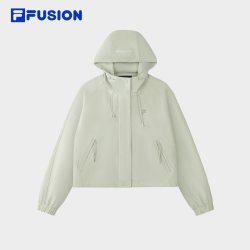 斐乐 FUSION斐乐梭织防风外套26冬新款女装宽松简约连帽拉链上衣