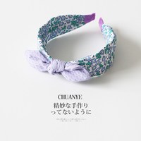 川野 日系甜美蝴蝶结碎花发箍可爱布艺头箍女式发饰时尚百搭