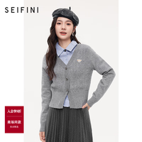 诗凡黎（‘S EIFINI）学院风烟灰针织开衫2023年冬新款女3EA332501 烟灰 S 155/80CM