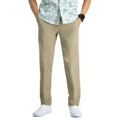 HAGGAR 男式 Cool 18 Pro 修身高级弹力无褶长裤 棕褐色 36W x 34L