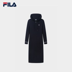 斐乐 编织连衣裙26冬季新款女装休闲简约显瘦修身连帽毛衣裙子