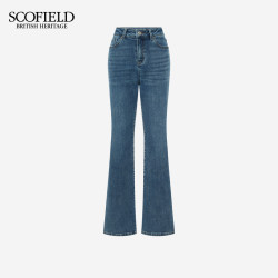 SCOFIELD 女装复古休闲微喇牛仔裤皮标设计秋冬