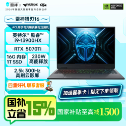 雷神 猎刃165070Ti16英寸游戏笔记本游戏本高性能电脑