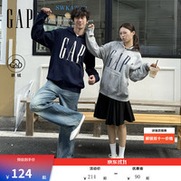 Gap 男女装2026秋新品logo胶印抓绒连帽开衫宽松卫衣1SS623907 灰色 L (175/96A)亚洲尺码