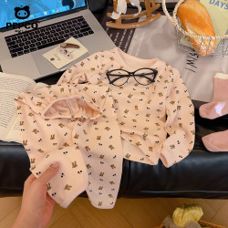 小猪班纳 儿童新款德绒家居服两件套男童女童秋衣秋裤睡衣秋装衣服童装 樱桃小兔 120