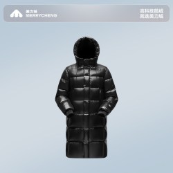 美力城 鹅绒服长款过膝黑色羽绒服保暖加厚冬季外套男女情侣115