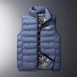 JEEP SPIRIT 石墨烯轻薄短款羽绒服男士2026冬季新款立领加厚宽松休闲保暖外套 雾蓝色 2XL