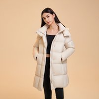 美力城 白鹅绒服保暖泡芙轻量秋冬季新品羽绒服中长款连帽上衣外套