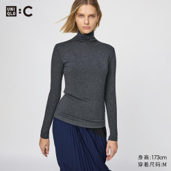 优衣库 女装HEATTECH EXTRA WARM 混纺高领T恤/长袖 9%羊绒 478954 478954/07青灰色 M