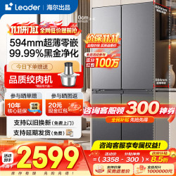 海尔 冰箱490升超薄零嵌入式60cm内四门双开门十字门一级能效双变频大容量L