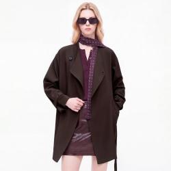 DKNY 秋季收腰绑带气质松弛感立领外套
