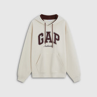 Gap 撞色logo刺绣加绒连帽卫衣