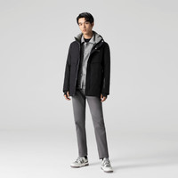 威可多 男士羽绒服冬季防钻绒时尚连帽黑色羽绒服 黑色 S