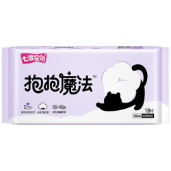 七度空间 抱抱魔法初潮少女卫生巾0敏0添加棉柔超薄日用加长护垫180mm18片
