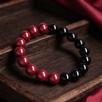 XIYOOMI 原矿朱砂手串紫金砂串珠紫金砂黑曜石手串手链（低含量朱砂） 10mm（手围15-16cm）