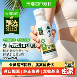 耶气满满 猫超臻选椰汁300ml*6瓶耶气满满天然植物蛋白椰奶椰乳果汁饮料
