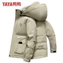 YAYA 男2026冬季新款休闲短款户外工装运动加厚连帽保暖外套