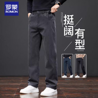 罗蒙（ROMON）裤子春秋季新款男士休闲裤宽松直筒透气西裤长裤子 灰色    31