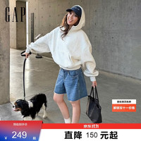 Gap 女装2026早秋美式潮流运动半拉链连帽宽松卫衣2SS623041