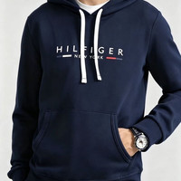 TOMMY HILFIGER 男士长袖连帽卫衣 海军蓝