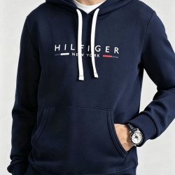 TOMMY HILFIGER 男士长袖连帽卫衣 海军蓝
