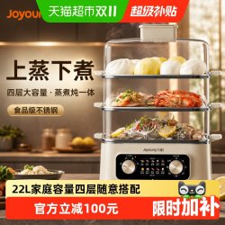 九阳 电蒸锅多功能家用蒸煮炖一体锅四层不锈钢蒸箱
