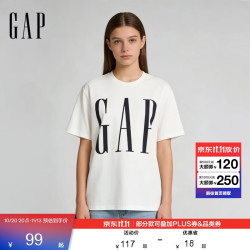 Gap 男女装2026春季纯棉印花logo圆领短袖T恤宽松上衣725624