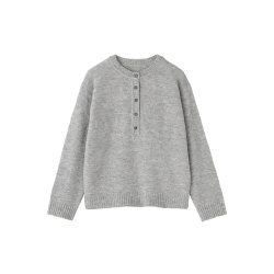 无印良品 MUJI 女式羊毛混毛圈花式线亨利领毛衣女款女装秋冬新品