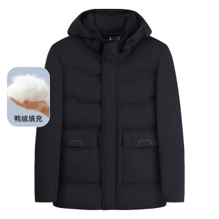 迪仕·尼奴 迪仕尼奴羽绒服男士短款冬季户外防风保暖鸭绒宽松外套连帽可拆卸