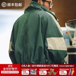 马登 工装美式复古运动夹克可拆卸双拉链短款上衣拼接字母外套男潮 绿色 /阿登纳绿 M