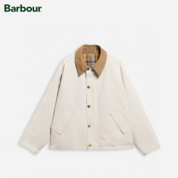 Barbour OS Transporter男女同款双面穿宽松无蜡夹克 雾白