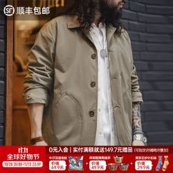 马登 工装法式复古斜插袋工装夹克薄款梭织翻领休闲廓形外套男款秋季 茶咖色 宽松偏大 M