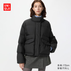 优衣库 羽绒茄克/柔软面料女装外套夹克487519 09 黑色 S